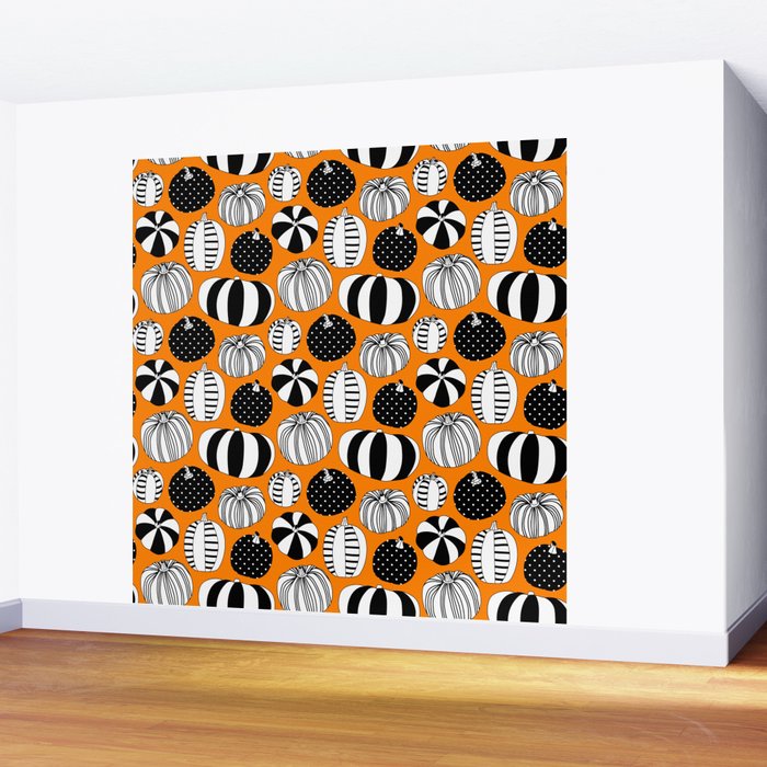 Autumn pumpkin harvest art pattern Wall Mural Gallery Image 2