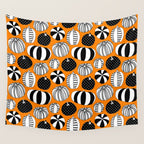 Autumn pumpkin harvest art pattern Wall Tapestry Gallery Image 4