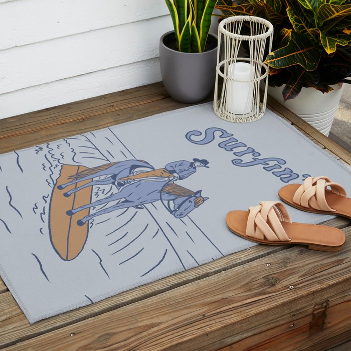Surfin' in Blue Outdoor Rug Gallery Image 2