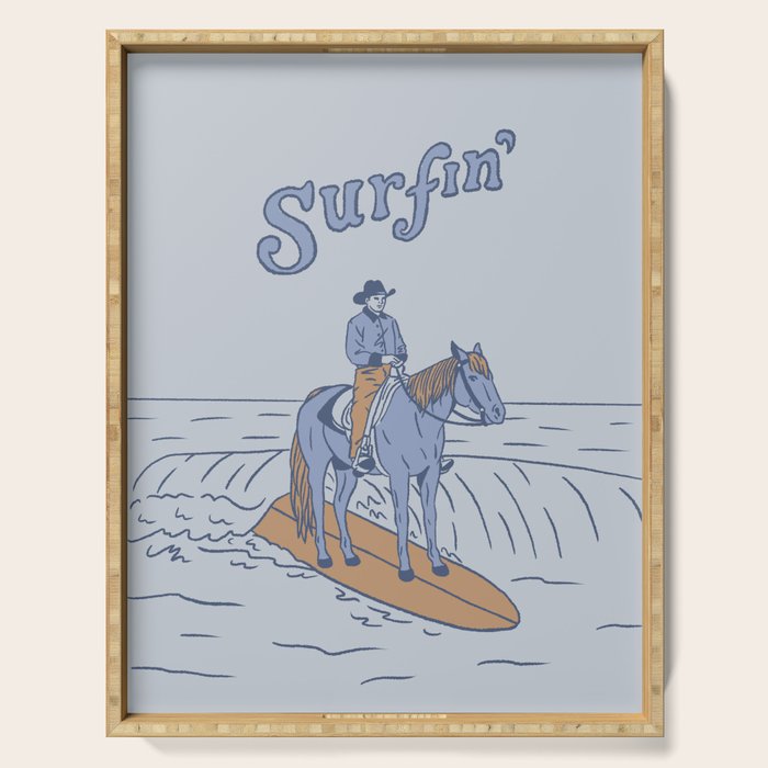 Surfin' in Blue Serving Tray Gallery Image 1
