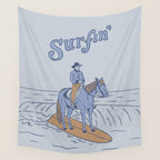 Surfin' in Blue Wall Tapestry Gallery Image 4