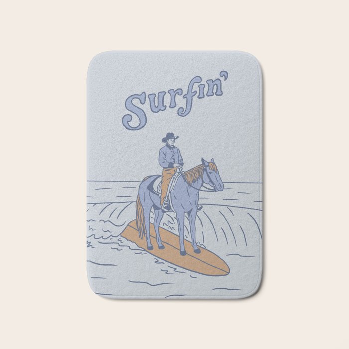 Surfin' in Blue Bath Mat Gallery Image 1