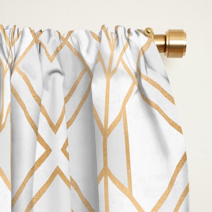 Gold And Grey Geo Window Curtain Gallery Image 2