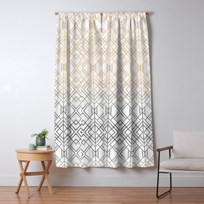 Gold And Grey Geo Window Curtain Gallery Image 5
