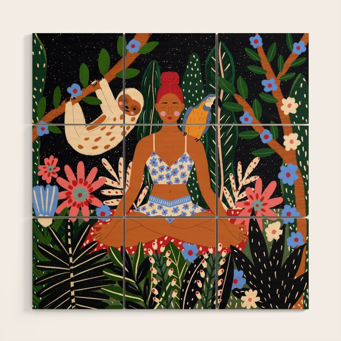 Yoga Plant Woman Portrait Wood Wall Art Gallery Image 1