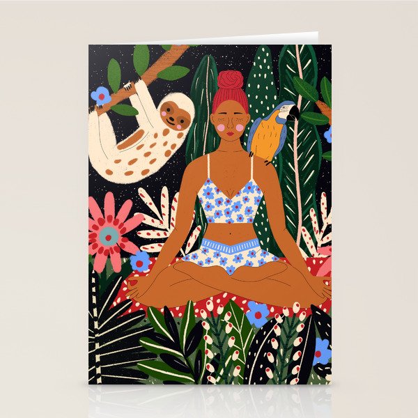 Yoga Plant Woman Portrait Stationery Card Gallery Image 2
