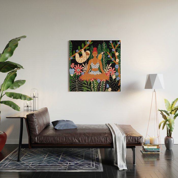 Yoga Plant Woman Portrait Wood Wall Art Gallery Image 2