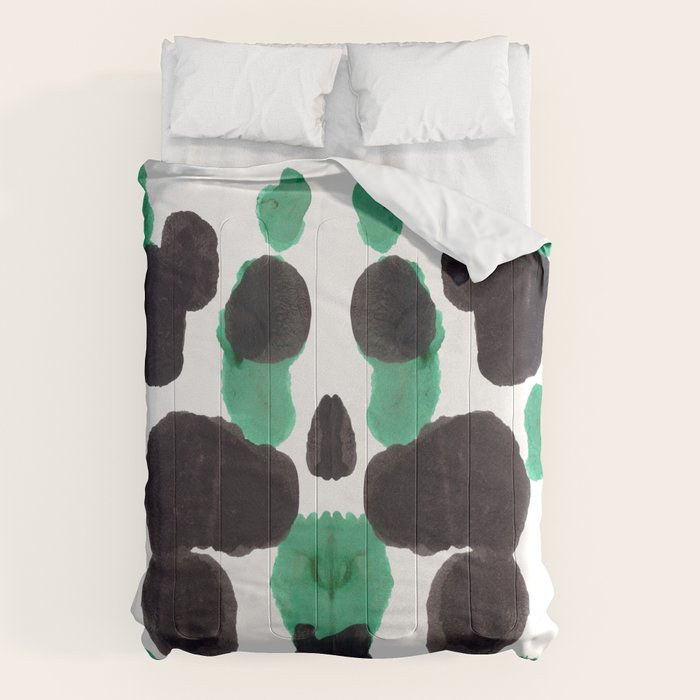 Green & Black Ink Blot Diagram Comforter Gallery Image 6