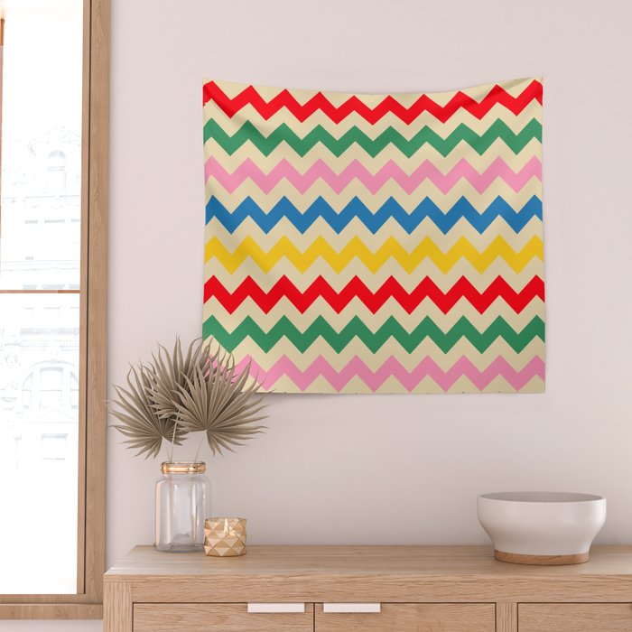 Rainbow Happy Waves Wall Tapestry Gallery Image 2