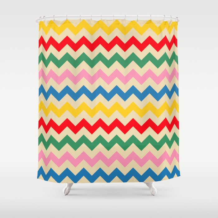 Rainbow Happy Waves Shower Curtain Gallery Image 1