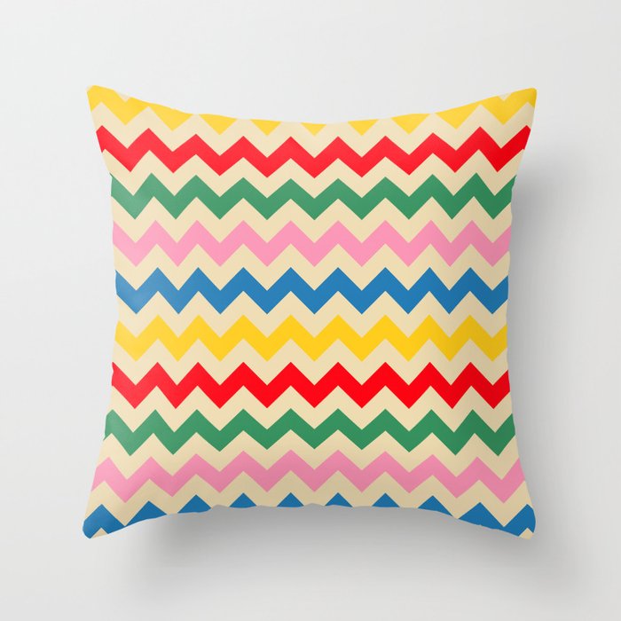 Rainbow Happy Waves Throw Pillow Gallery Image 1