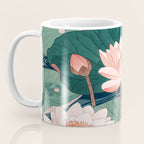 Japanese Wall Art Floral Lotus Painting Pink Pastel Green botanical Wabi Sabi Flower Poster  Coffee Mug Gallery Image 3