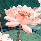 Japanese Wall Art Floral Lotus Painting Pink Pastel Green botanical Wabi Sabi Flower Poster  Coffee Mug Gallery Image 2