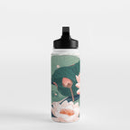 Japanese Wall Art Floral Lotus Painting Pink Pastel Green botanical Wabi Sabi Flower Poster  Water Bottle Gallery Image 3
