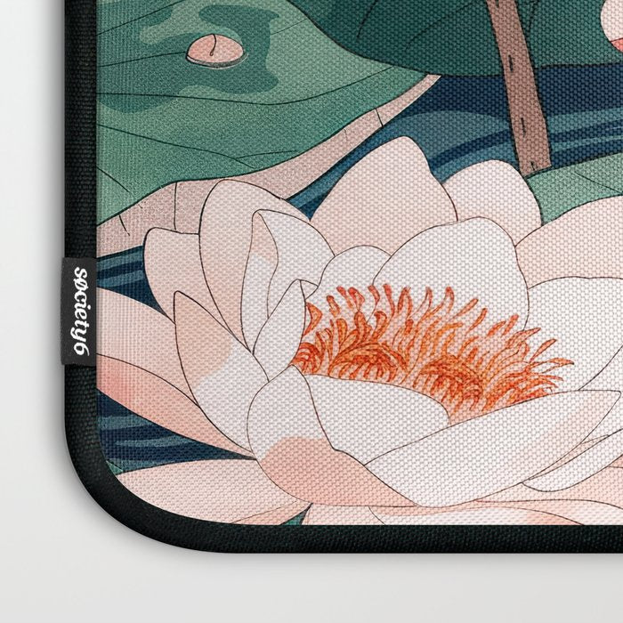 Japanese Wall Art Floral Lotus Painting Pink Pastel Green botanical Wabi Sabi Flower Poster  Laptop Sleeve Gallery Image 3