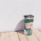 Japanese Wall Art Floral Lotus Painting Pink Pastel Green botanical Wabi Sabi Flower Poster  Travel Mug Gallery Image 4