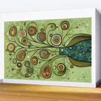 Cute Abstract Flowers in a Blue Green Vase Wall Mural Gallery Image 2