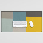 Teal Mustard Gray Modern Patchwork  Desk Mat Gallery Image 1