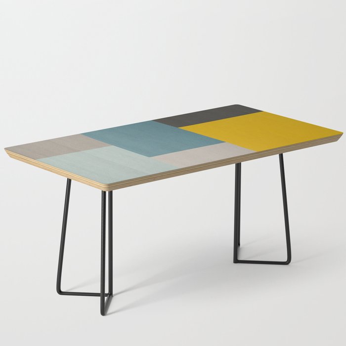 Teal Mustard Gray Modern Patchwork  Coffee Table Gallery Image 1