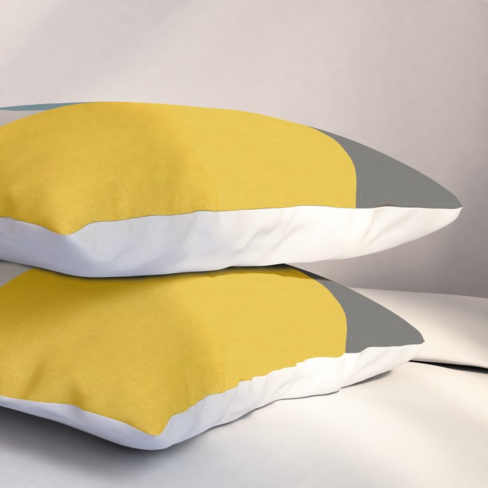 Teal Mustard Gray Modern Patchwork  Pillow Sham Gallery Image 3