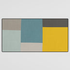 Teal Mustard Gray Modern Patchwork  Desk Mat Gallery Image 3