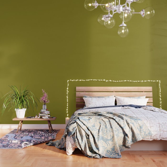 Retro 70s moss green solid Wallpaper Gallery Image 3