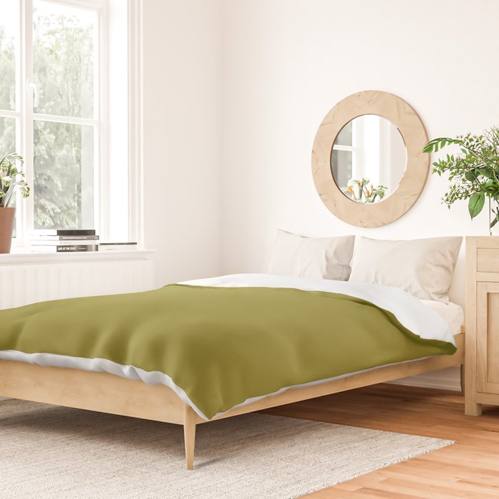 Retro 70s moss green solid Duvet Cover Gallery Image 2