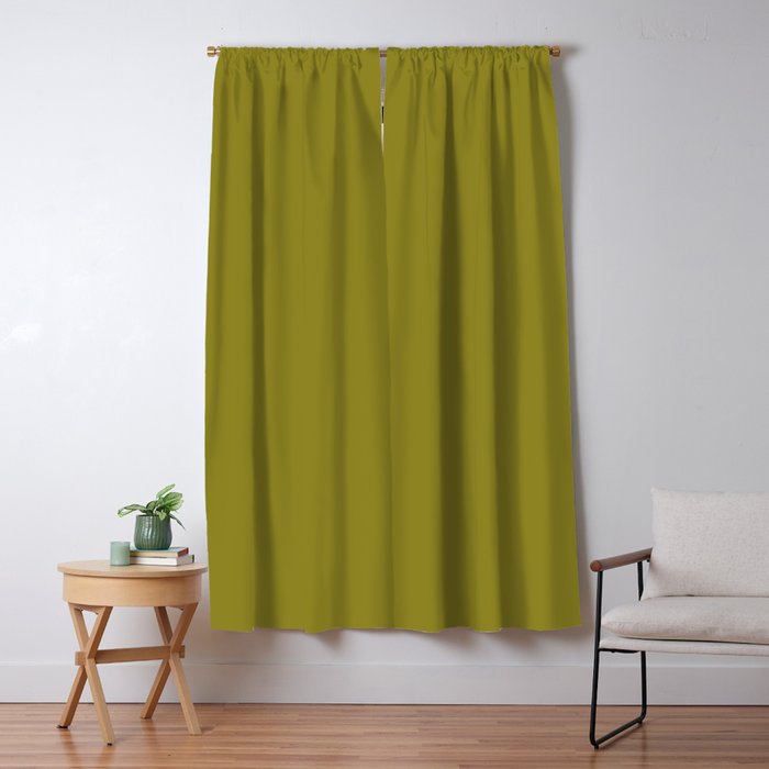 Retro 70s moss green solid Window Curtain Gallery Image 1