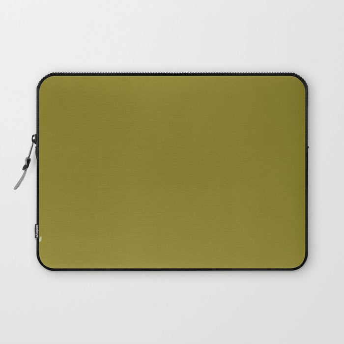 Retro 70s moss green solid Laptop Sleeve Gallery Image 1