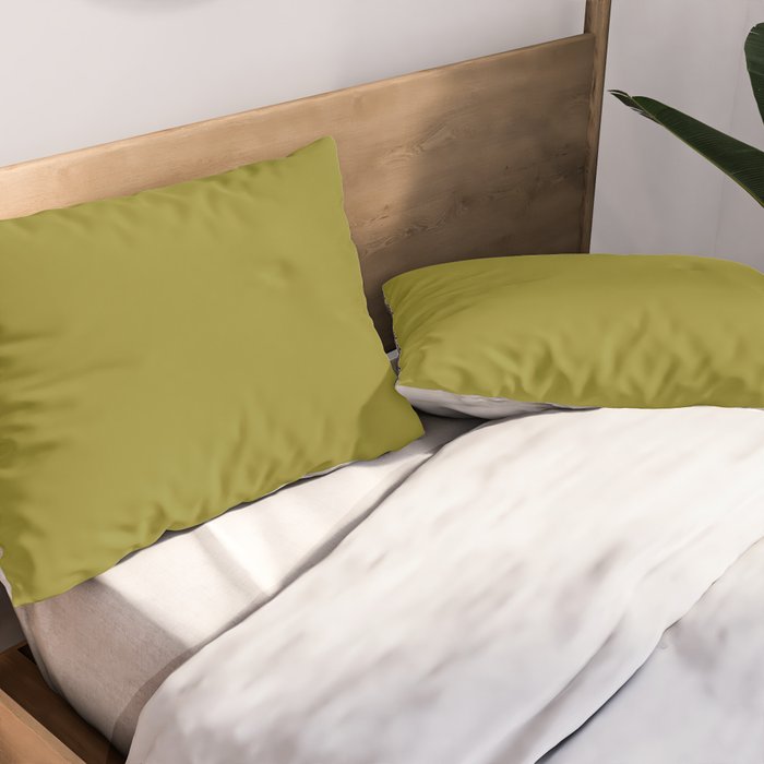 Retro 70s moss green solid Pillow Sham Gallery Image 2