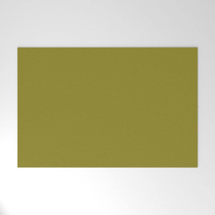 Retro 70s moss green solid Welcome Mat Gallery Image 1