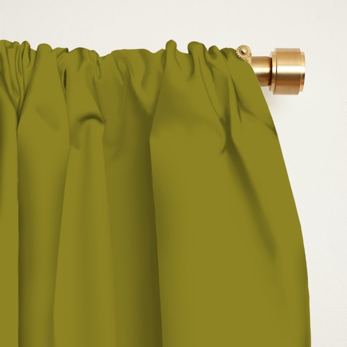 Retro 70s moss green solid Window Curtain Gallery Image 2