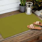 Retro 70s moss green solid Outdoor Rug Gallery Image 2