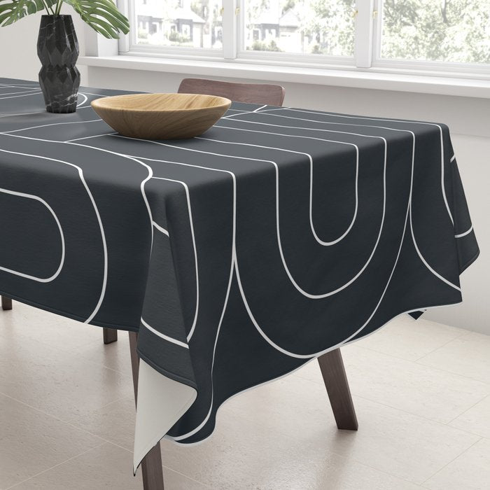 Deco Geometric 04 Black Tablecloth Gallery Image 3