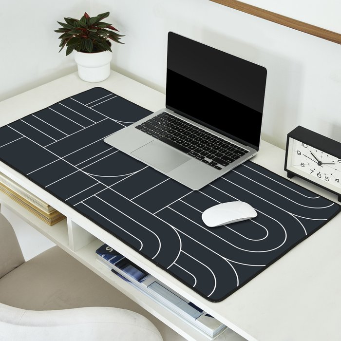 Deco Geometric 04 Black Desk Mat Gallery Image 2