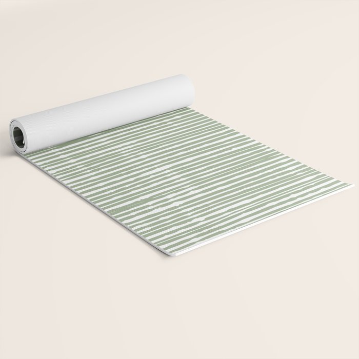 Abstract Stripes, Sage Green, Boho Wall Art Yoga Mat Gallery Image 2
