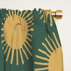 Boho Summer Sun Pattern X Kelly Green and Yellow Window Curtain Gallery Image 2