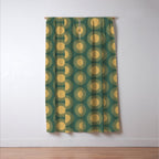 Boho Summer Sun Pattern X Kelly Green and Yellow Window Curtain Gallery Image 3