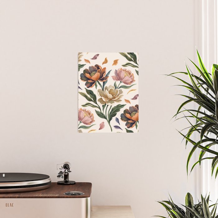 Hand Painted Peony Florals Poster Gallery Image 2
