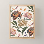 Hand Painted Peony Florals Mini Art Print Gallery Image 1
