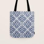Blue tile brushstroke pattern Tote Bag Gallery Image 1
