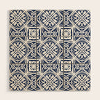 Blue tile brushstroke pattern Wood Wall Art Gallery Image 1