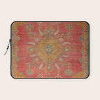 Antique Warm Coral Red & Burnt Orange Turkish Oushak Rug Print Laptop Sleeve Gallery Image 1