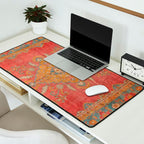 Antique Warm Coral Red & Burnt Orange Turkish Oushak Rug Print Desk Mat Gallery Image 2