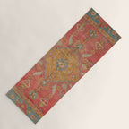 Antique Warm Coral Red & Burnt Orange Turkish Oushak Rug Print Yoga Mat Gallery Image 1
