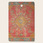 Antique Warm Coral Red & Burnt Orange Turkish Oushak Rug Print Cutting Board Gallery Image 1
