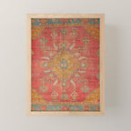 Antique Warm Coral Red & Burnt Orange Turkish Oushak Rug Print Mini Art Print Gallery Image 1