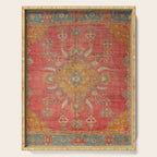 Antique Warm Coral Red & Burnt Orange Turkish Oushak Rug Print Serving Tray Gallery Image 1