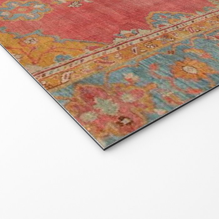Antique Warm Coral Red & Burnt Orange Turkish Oushak Rug Print Welcome Mat Gallery Image 2