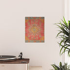 Antique Warm Coral Red & Burnt Orange Turkish Oushak Rug Print Poster Gallery Image 2